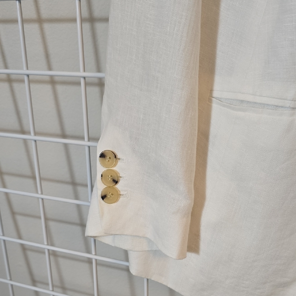 Talbots Classic 100% White Linen  Blazer Size 16WP - Picture 4 of 7